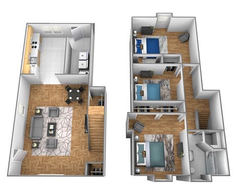 Floor plan for 3 beds, 1 bath, 1125 sqft